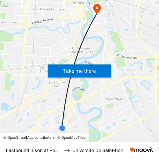 Eastbound Bison at Pembina to Université De Saint-Boniface map