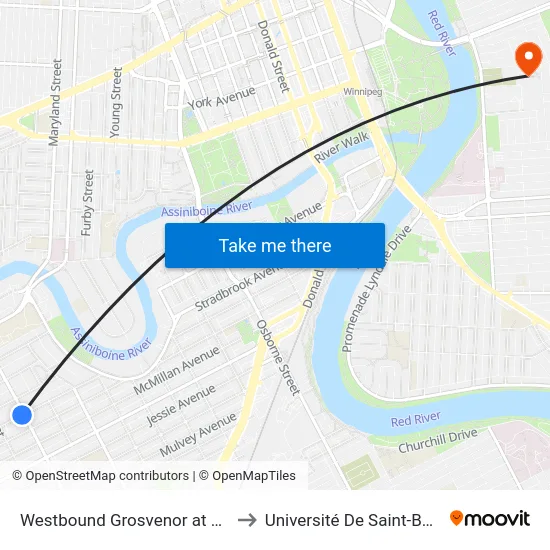 Westbound Grosvenor at Stafford to Université De Saint-Boniface map