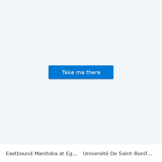 Eastbound Manitoba at Egesz to Université De Saint-Boniface map