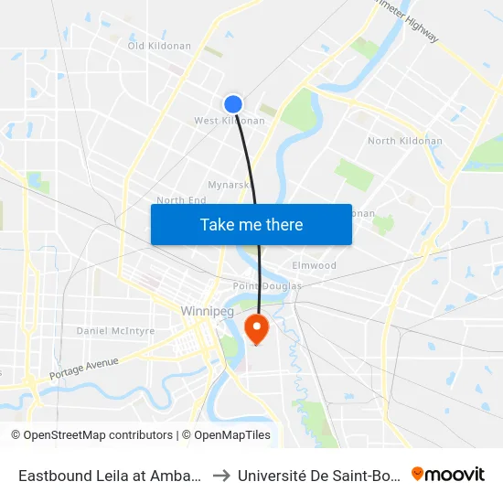Eastbound Leila at Ambassador to Université De Saint-Boniface map