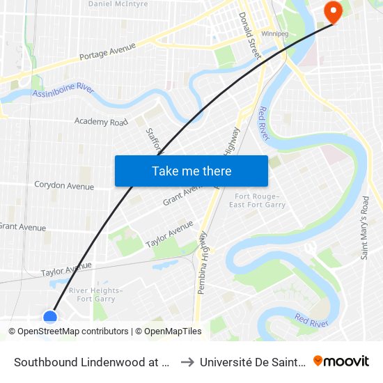 Southbound Lindenwood at Kingsborough to Université De Saint-Boniface map