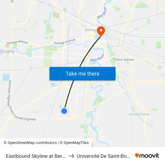 Eastbound Skyline at Berry Hill to Université De Saint-Boniface map
