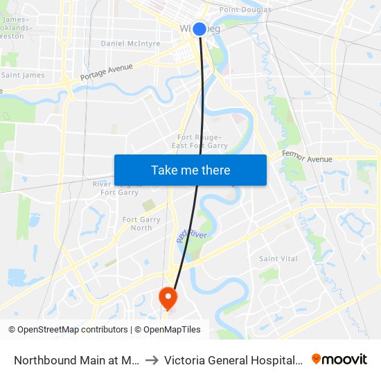 Northbound Main at Mcdermot to Victoria General Hospital-Winnipeg map
