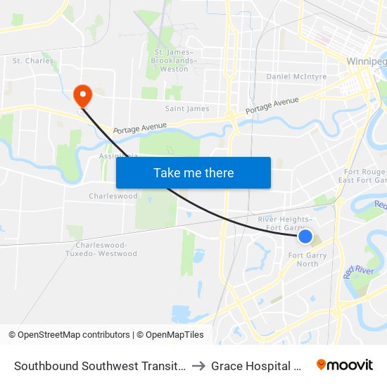Southbound Southwest Transitway at Seel Station to Grace Hospital Main Building map