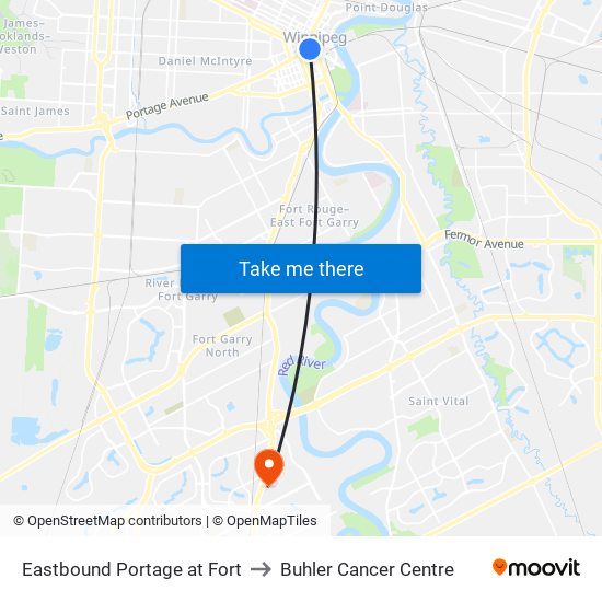 Eastbound Portage at Fort to Buhler Cancer Centre map