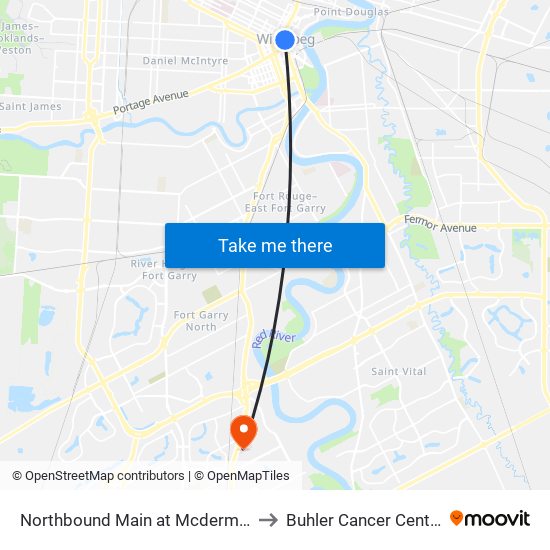 Northbound Main at Mcdermot to Buhler Cancer Centre map