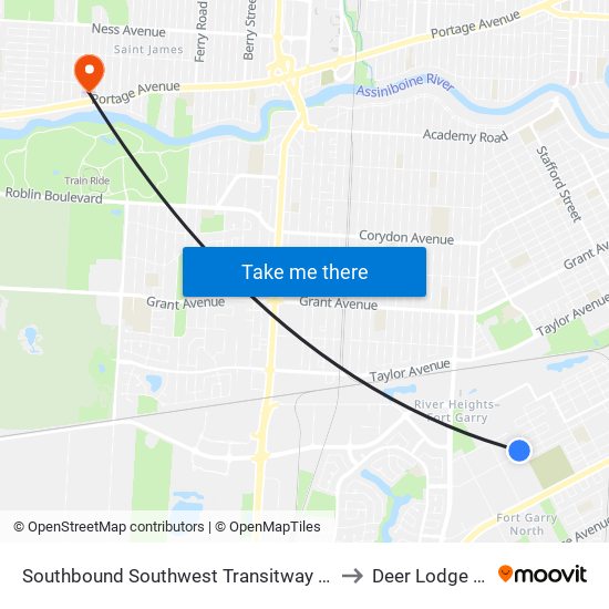 Southbound Southwest Transitway at Seel Station to Deer Lodge Centre map