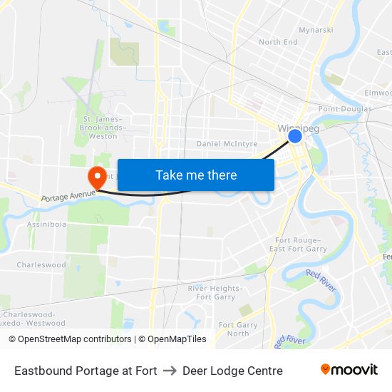 Eastbound Portage at Fort to Deer Lodge Centre map