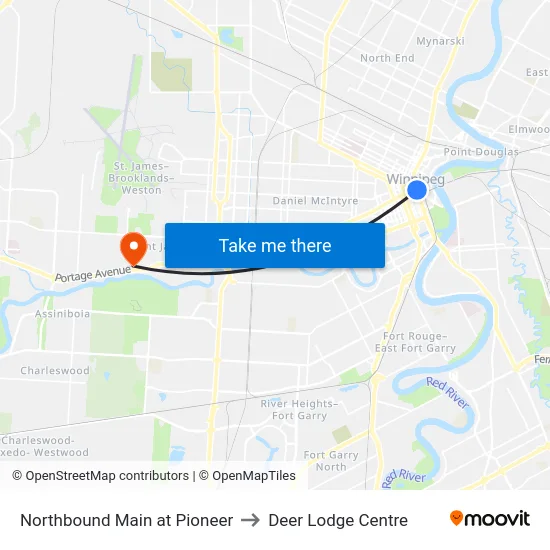 Northbound Main at Pioneer to Deer Lodge Centre map