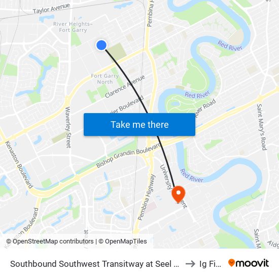 Southbound Southwest Transitway at Seel Station to Ig Field map