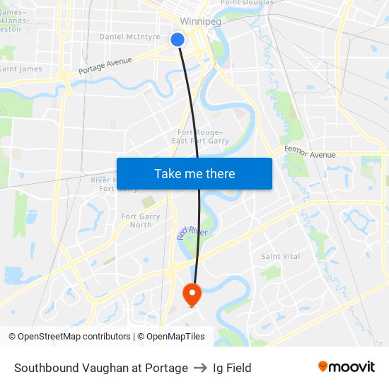 Southbound Vaughan at Portage to Ig Field map