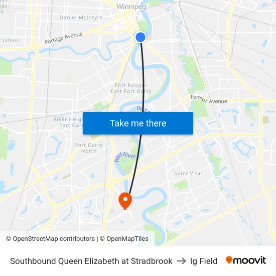 Southbound Queen Elizabeth at Stradbrook to Ig Field map