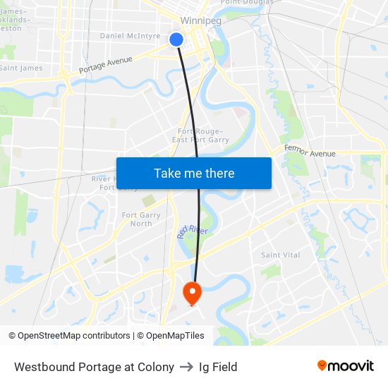 Westbound Portage at Colony to Ig Field map