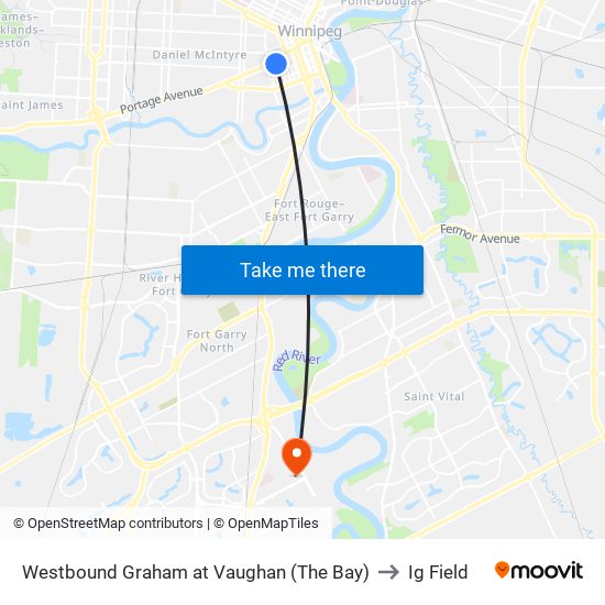 Westbound Graham at Vaughan (The Bay) to Ig Field map