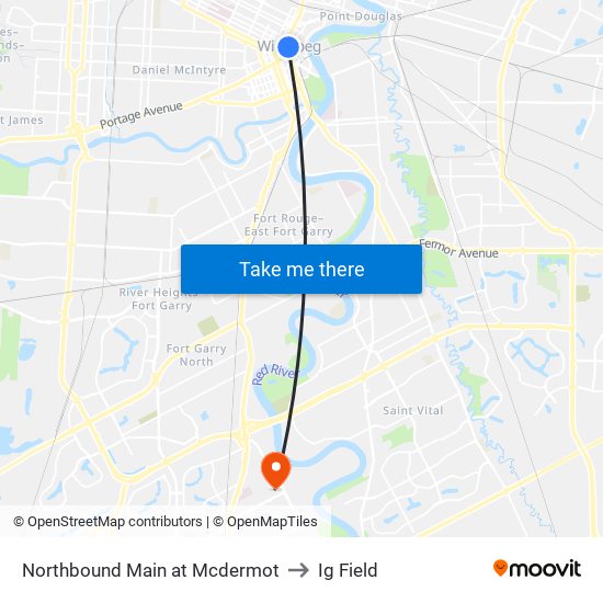 Northbound Main at Mcdermot to Ig Field map