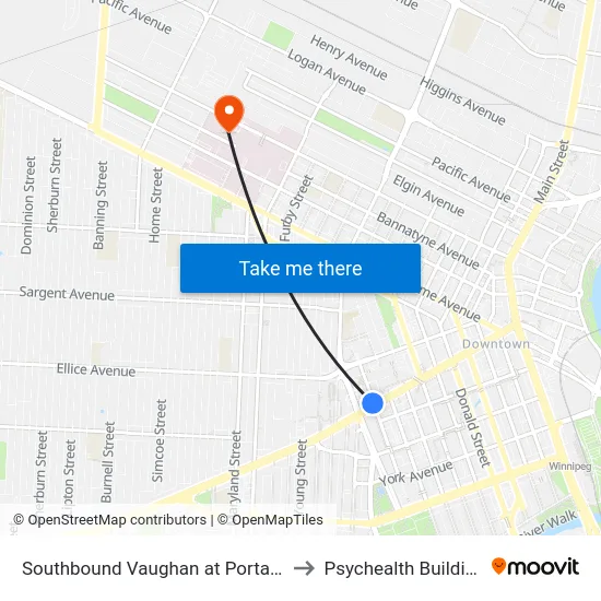 Southbound Vaughan at Portage to Psychealth Building map