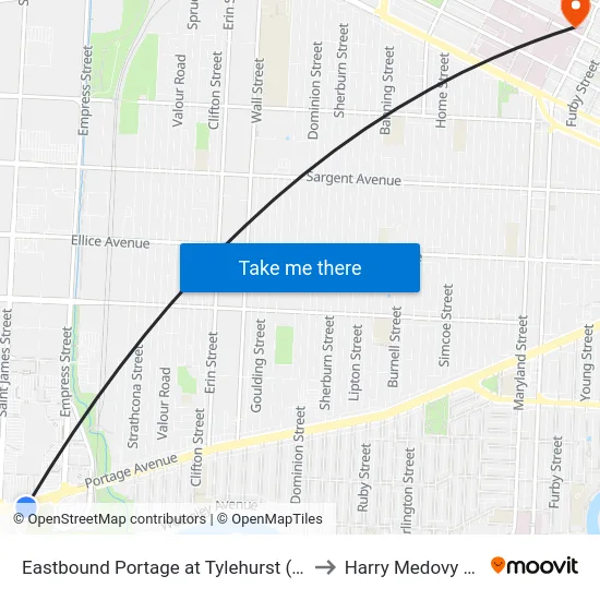 Eastbound Portage at Tylehurst (Polo Park) to Harry Medovy House map