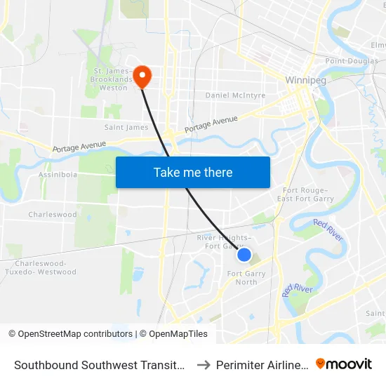 Southbound Southwest Transitway at Seel Station to Perimiter Airlines Terminal map