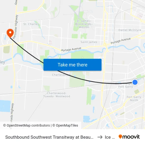 Southbound Southwest Transitway at Beaumont Station to Ice Lab map