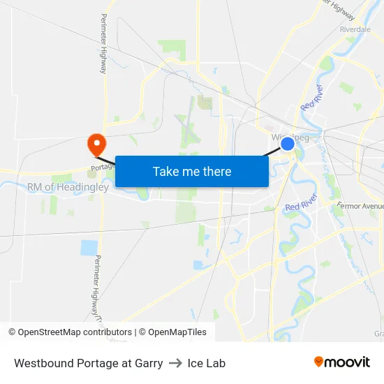 Westbound Portage at Garry to Ice Lab map