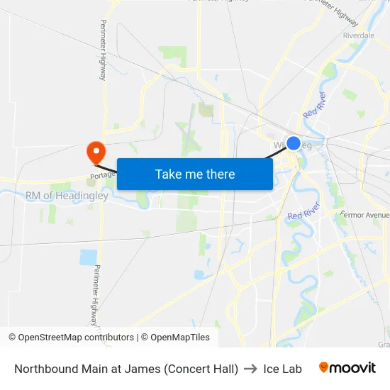 Northbound Main at James (Concert Hall) to Ice Lab map