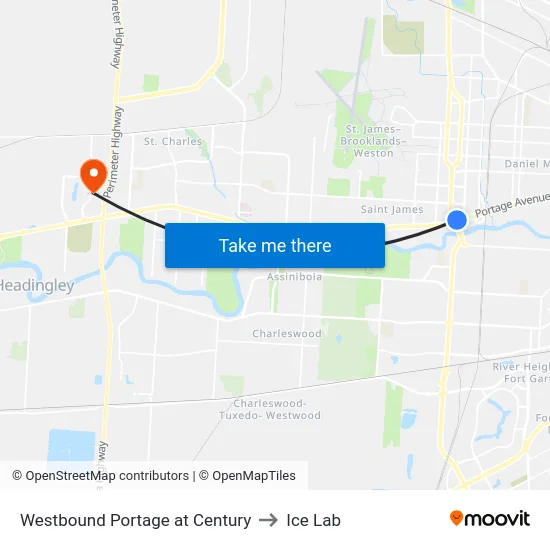 Westbound Portage at Century to Ice Lab map