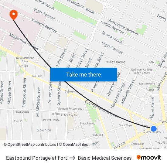 Eastbound Portage at Fort to Basic Medical Sciences map