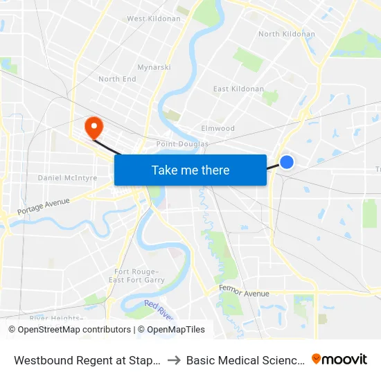 Westbound Regent at Stapon to Basic Medical Sciences map