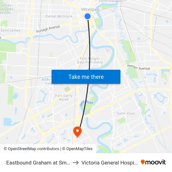 Eastbound Graham at Smith to Victoria General Hospital map