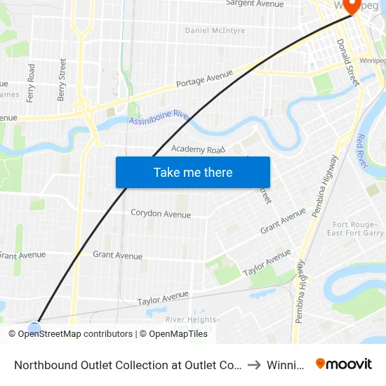 Northbound Outlet Collection at Outlet Collection to Winnipeg map