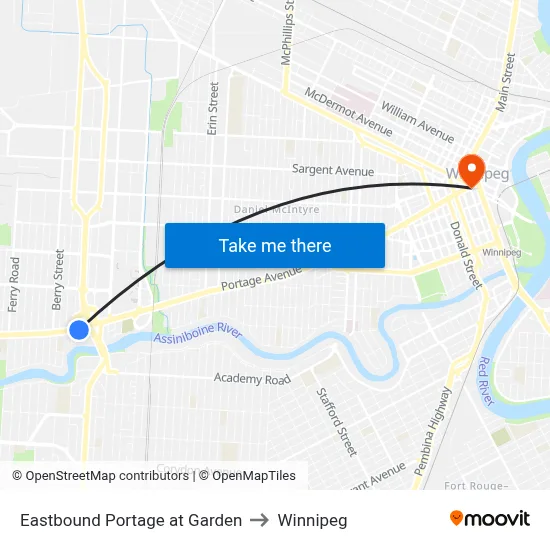 Eastbound Portage at Garden to Winnipeg map