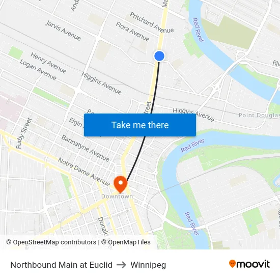 Northbound Main at Euclid to Winnipeg map