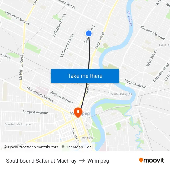 Southbound Salter at Machray to Winnipeg map