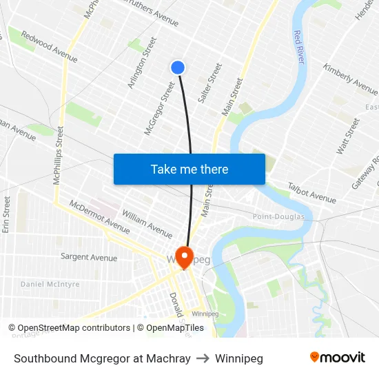 Southbound Mcgregor at Machray to Winnipeg map