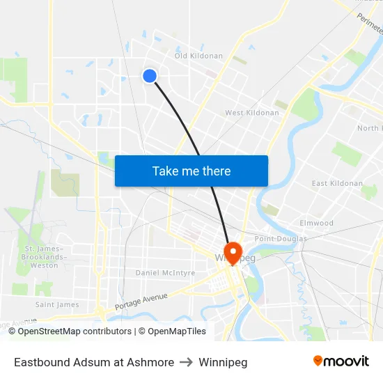 Eastbound Adsum at Ashmore to Winnipeg map