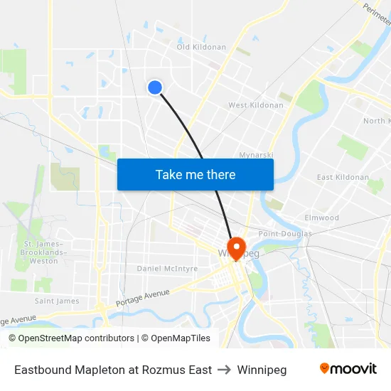 Eastbound Mapleton at Rozmus East to Winnipeg map