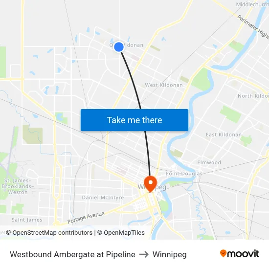 Westbound Ambergate at Pipeline to Winnipeg map