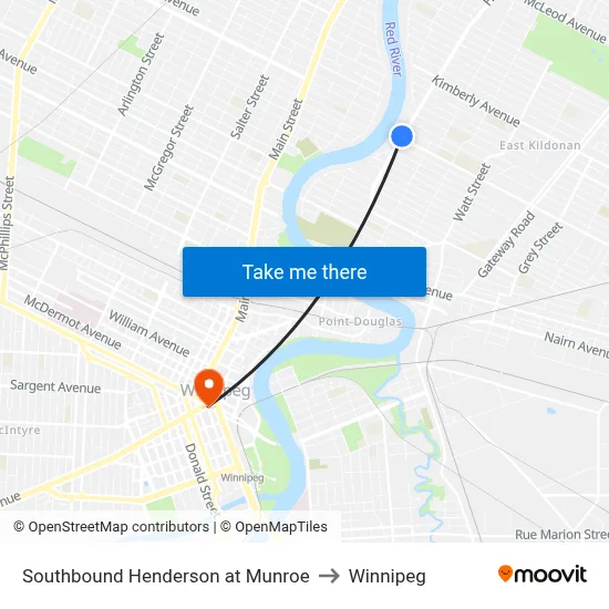 Southbound Henderson at Munroe to Winnipeg map