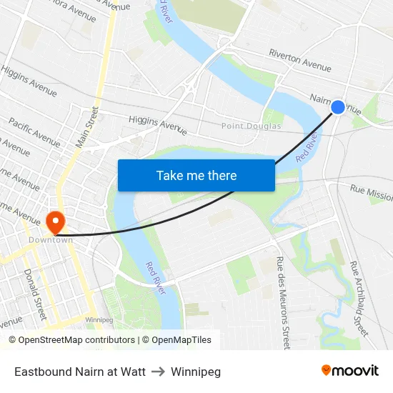 Eastbound Nairn at Watt to Winnipeg map