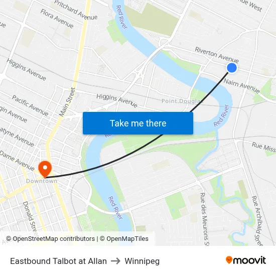 Eastbound Talbot at Allan to Winnipeg map