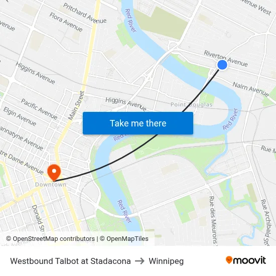 Westbound Talbot at Stadacona to Winnipeg map