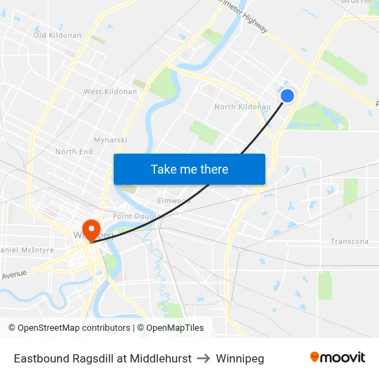 Eastbound Ragsdill at Middlehurst to Winnipeg map