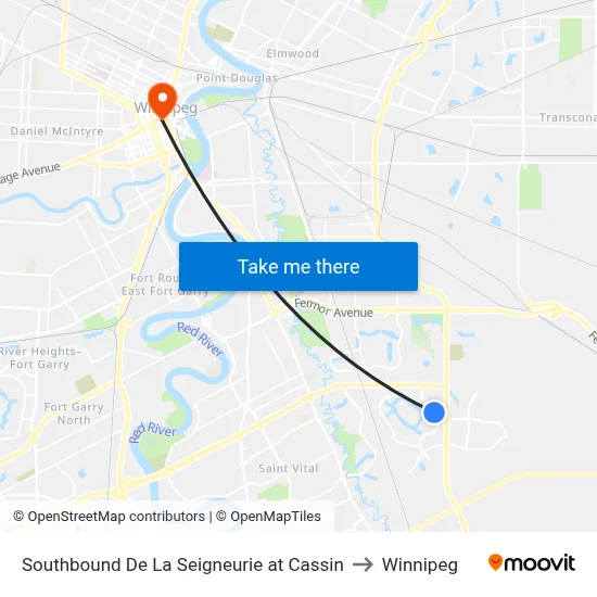 Southbound De La Seigneurie at Cassin to Winnipeg map