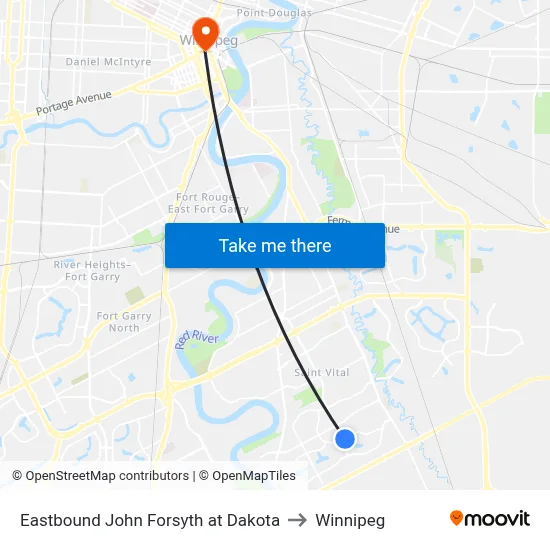 Eastbound John Forsyth at Dakota to Winnipeg map