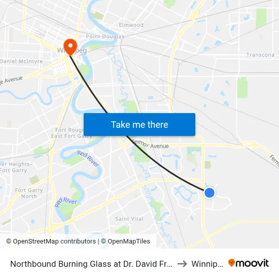 Northbound Burning Glass at Dr. David Friesen to Winnipeg map