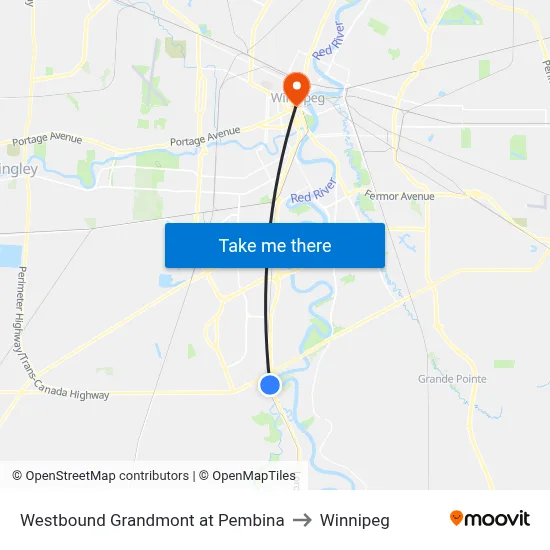 Westbound Grandmont at Pembina to Winnipeg map