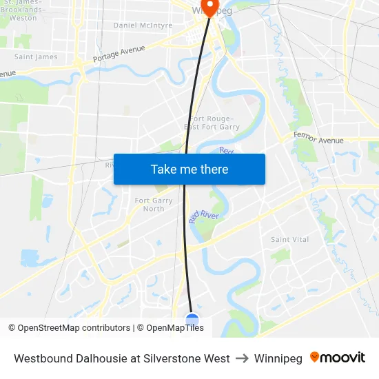 Westbound Dalhousie at Silverstone West to Winnipeg map