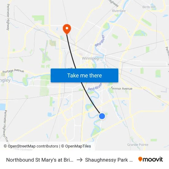 Northbound St Mary's at Britannica to Shaughnessy Park School map