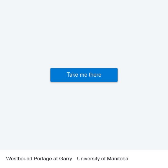 Westbound Portage at Garry to University of Manitoba map