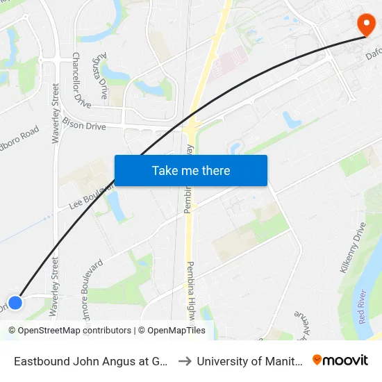 Eastbound John Angus at Gelley to University of Manitoba map